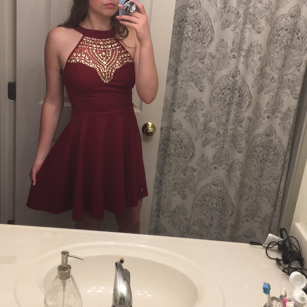 Red sequin dress